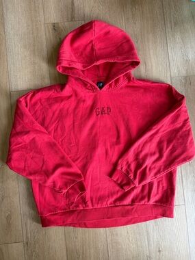 GAP Red Pullover Hooded Sweatshirt with Embroidered Logo